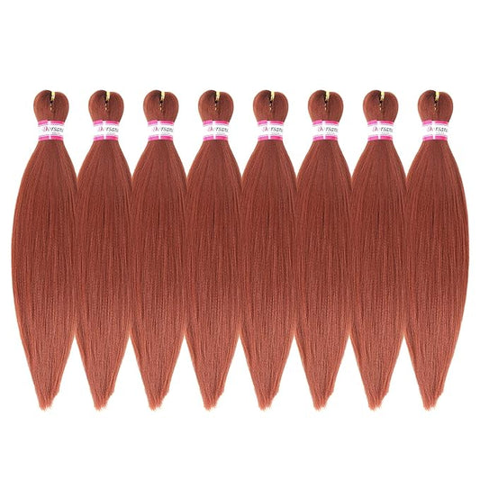 Ginger Braiding Hair Pre Stretched 16 Inch 8 Packs Braiding Hair Extensions for Crochet Box Braids Twists Locs Hair Itch Free Soft Yaki Texture Hot Water Setting (16inch,#350)