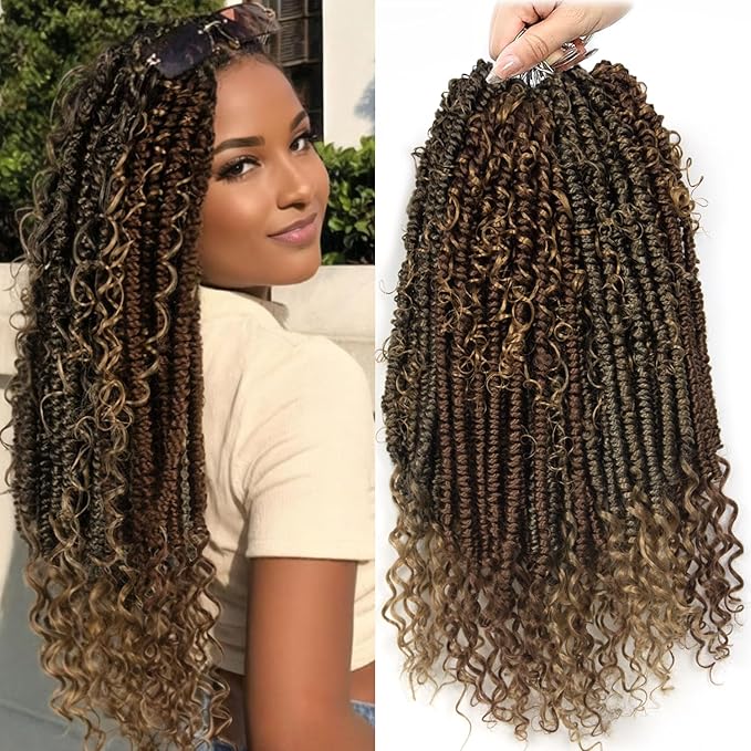 Passion Twist Hair 24inch Passion Twist Crochet Hair Long Bohemian Braiding Hair Pre Looped Passion Twist Crochet Braids Soft Pre Looped Curly Crochet Hair Faux Locs Passion Twist Hair for Women 96pc