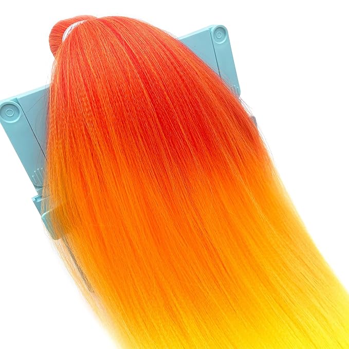 Ombre Braiding Hair Pre Stretched Red Orange Yellow Braids Color Weave Pre Braided Hair for Crochet Braiding Synthetic Knotless Hypoallergenic Yaki Jumbo Box Braids Extensions