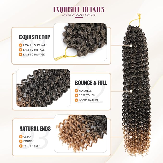 Dansama Passion Twist Hair Water Wave Braiding Hair for Butterfly Style Crochet Braids Bohemian Hair Extensions (18inch (Pack of 7), T1B/27)
