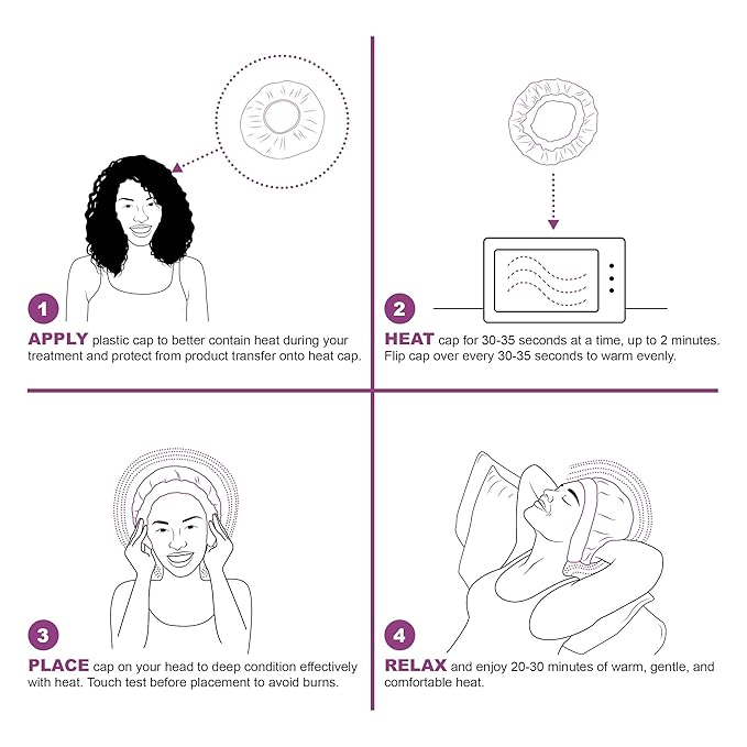 Glow by Daye Cordless Deep Conditioning Thermal Heat Cap, Microwavable Heat Therapy for Hair, Portable, Reversible Lilac