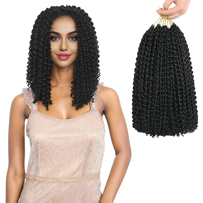 FUTAI Passion Twist Hair 7 Packs 154 Strands 12 Inch Pre Looped Water Wave Crochet Hair Bohemian Braids for Black Women