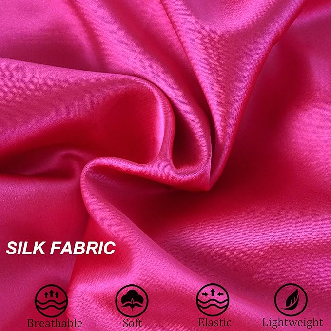 Silk Bonnet for Sleeping Satin Bonnets Double Layer Reversible Hair Cap Bonnet for Women Long Curly Braid Hair (Hot Pink)