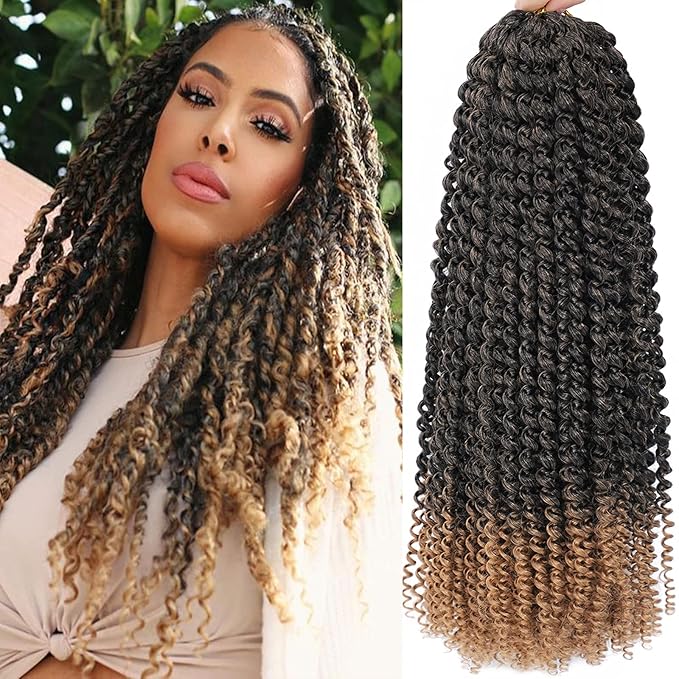 Passion Twist Hair 18 Inch 8 Packs Passion Twist Crochet Hair For Black Women Water Wave Braiding Hair Bohemain Long Spring Twist Hair Synthetic Hair Extension 18 Inch (Pack of 8), T27)