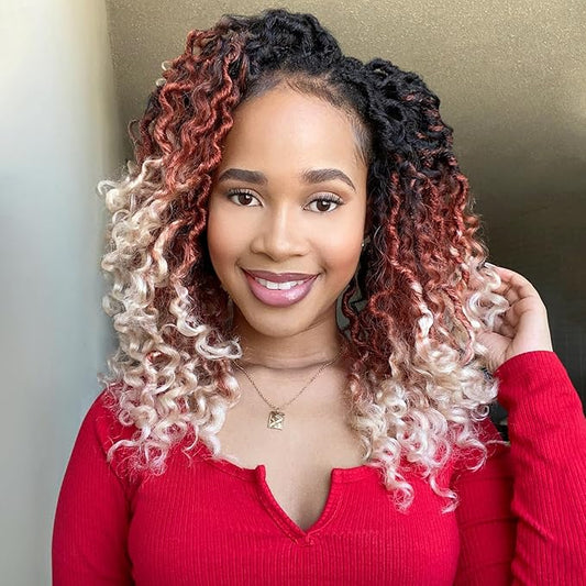 Fulcrum Goddess Locs Crochet Hair 12 Inch, 8 Packs New Faux Locs Crochet Hair for Black Women, Crochet locs with Curly Ends (12Inch (Pack of 8), 1B/30/613#)