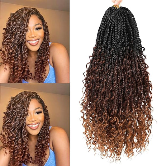 8 Packs Goddess Box Braids Crochet Hair -24-Inch Crochet Box Braids- Bohomian Box Braid Crochet Hair Synthetic Braiding Hair Boho Braids Crochet Hair for Black Women(1B/33/30#)…