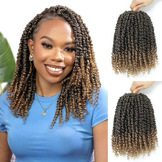 Passion Twist Crochet Hair 10Inch Passion Twist Hair 8 Packs Pre-Twisted Short Passion Twist Crochet Hair for Black Women Soft Passion Twist Curly Crochet Hair…