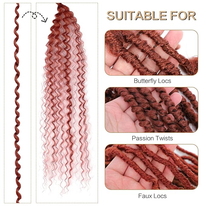 NAYOO Passion Twist Hair-8 Packs 20 Inch Water Wave Crochet Hair,Passion Twist Crochet Hair For Women Long Passion Twists Synthetic Braiding Hair Extensions(20 Inch 8 Packs,350#)