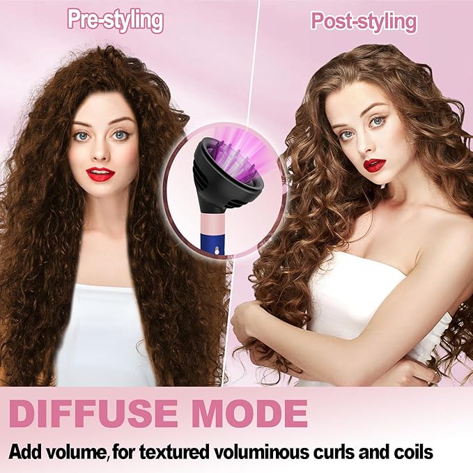 Wave Curl Diffuser Attachment for Dyson Airwrap HS01 HS05 HS08, Upgraded Hair Diffuser Nozzle Dome and Diffuse Modes to Dryer Faster and Define Curls Hair, Black