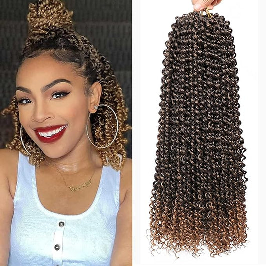 Passion Twist Hair,14 Inch Passion Twist Braiding Hair,7 Packs Water Wave Crochet Hair For Wrapping Passion Twists/Butterfly Locs/Spring Twist Crochet Braids Boho Crochet Hair(14 Inch,1B/27#)