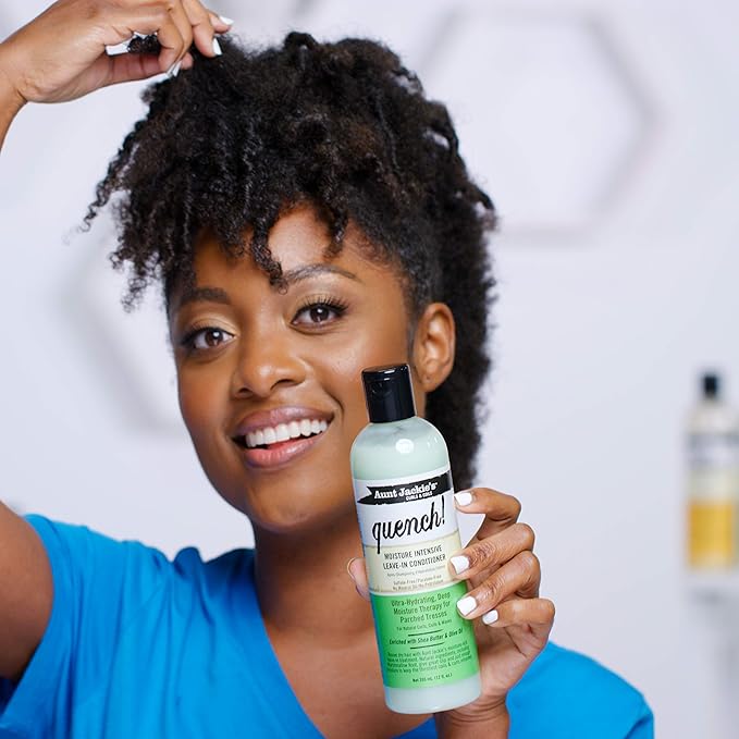 Aunt Jackie's Curls and Coils Quench Moisture Intensive Leave-In Hair Conditioner for Natural Curls, Coils and Waves, Enriched with shea Butter, 16 oz