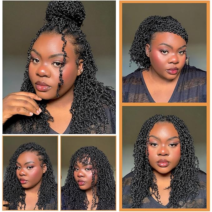 8 Inch Pre-Looped Yanky Twist Crochet Hair, 30 Strands/Pc, Mini Passion Twists, Senegalese Braiding Hair (OT1150, 8 Pcs/Pack)