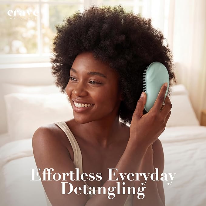 Crave Naturals Mini Detangler Hair Brush Turquoise – Glide Thru Hair Detangler Brush for Women, Kids & Toddlers – Gentle Scalp Care, No-Pain Tangle-Free Hairbrush for All Hair Types, Travel Hair Brush