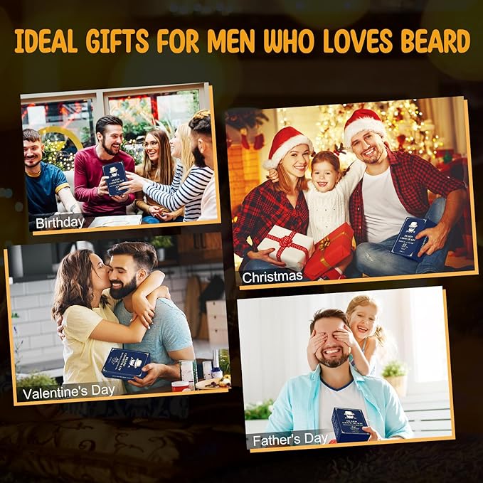 Jurgen K Beard Growth Kit, Upgraded Beard Growth Oil (2Oz) w/Biotin & Castor Oil, Beard Massager for Patchy/Spot Beard, Beard Kit for Men's Daily Grooming, Birthday Gifts for Him Boyfriend Husband