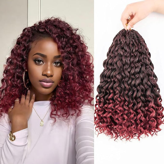 Gogo Curl Crochet Hair Protein Fiber Close to Human Hair 7 Packs Pre looped Water Wave Crochet Hair Deep Twist Synthetic Braiding Hair for Women (TBUG, 12Inch)