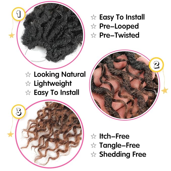 Fulcrum Goddess Locs Crochet Hair 10 Inch, 8 Packs New Faux Locs Crochet Hair for Black Women, Crochet locs with Curly Ends (10Inch (Pack of 8), 1B/4/30#)