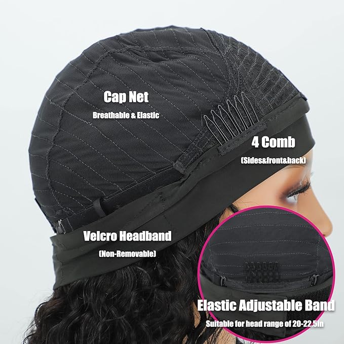 AISI QUEENS Headband Wig Human Hair For Black Women Curly Wigs Glueless Human Hair Short Curly Headband Wigs (12 Inch, Curly Headband Wigs)