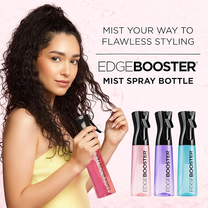 Style Factor Edge Booster Mist Spray Bottle for Hair (10.1oz/300ml) - Continuous Ultra Fine Mist Sprayer – For Hairstyling, Salons, Cleaning, Plants, Essential Oil & More - Aqua Green