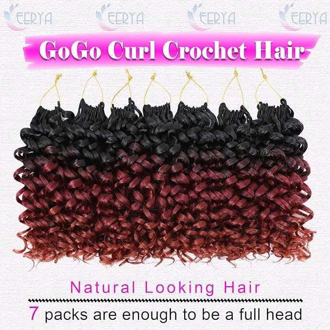 7 Packs GoGo Curl Crochet Hair 10 Inch Short Curly Crochet Hair for Women Water Wave Beach Curl Deep Twist Crochet Braids Synthetic Braiding Hair Extensions (10 Inch, T1B/530/350)