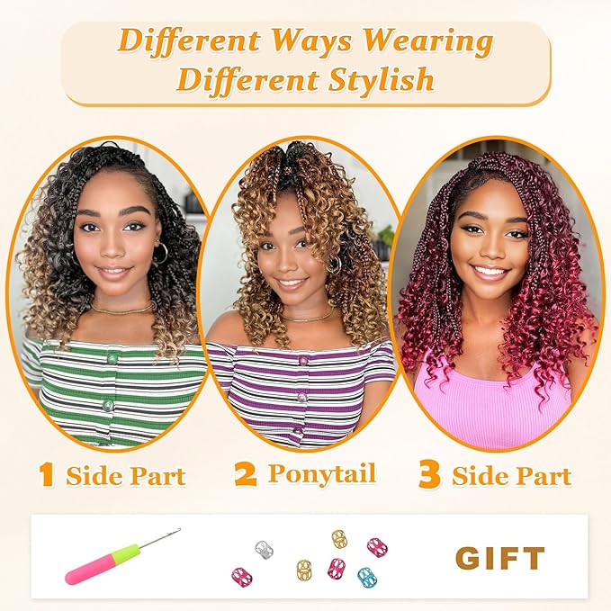 Goddess Box Braids Crochet Hair Boho 10 Inch Crochet Box -Braids With Curly Ends,9 Packs Bohomian Box Braid Crochet-Hair For Black Women Pre Looped Box Braiding (10Inch,30#)