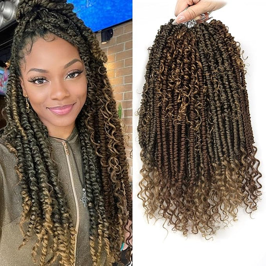 Passion Twist Hair 18inch Passion Twist Crochet Hair Long Bohemian Braiding Hair Pre Looped Passion Twist Crochet Braids Soft Pre Looped Curly Crochet Hair Faux Locs Passion Twist Hair for Women 96pc