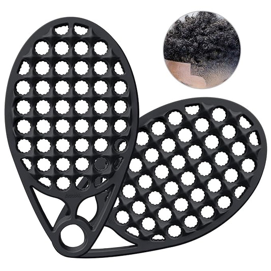 KOUPA Magic Silicone Curly Hair Brush, One Piece Twist Curl Comb for Afro Curls, Washable Hair Tool for Men Women, Black, 2 Pieces