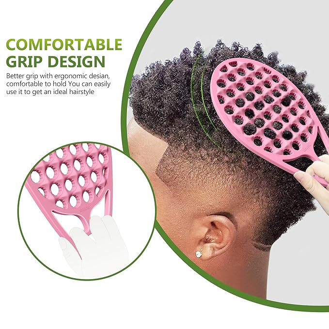 KOUPA Magic Silicone Curly Hair Brush, One Piece Twist Curl Comb for Afro Curls, Washable Hair Tool for Men Women, Pink, 2 Pieces