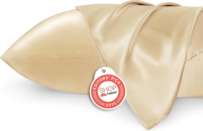 Bedsure Satin Pillowcase 2 Pack Similar to Silk Pillow Cases Standard Size, Pillow Case for Sleeping Women with Envelope Closure, Gifts for Women Men, Champagne Gold, 20x26 Inches, 2pcs