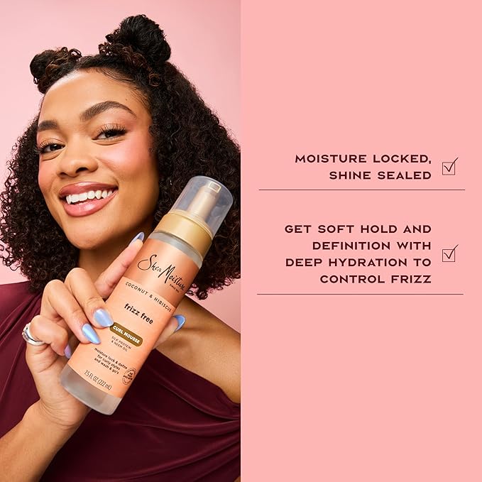 SheaMoisture Curl Mousse Coconut and Hibiscus for Frizz Control Styling Mousse with Shea Butter 7.5 oz