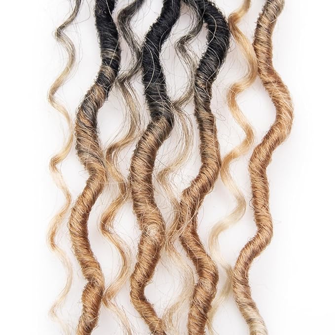 Goddess Locs Crochet Hair 18Inch Faux Locs Crochet Hair Curly Ends Pre-looped River Hippie Locs Bohemian Locs Crochet Braids for Black Women(1B/27/613, 18inch)