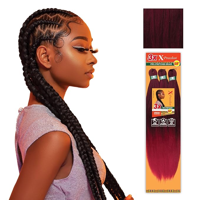 Sensationnel X-pression prestretched braiding hair - 3x braid 58 inch all kanekalon flame retardant synthetic braid for box braids and twists (1 pack, SM1B/BG)