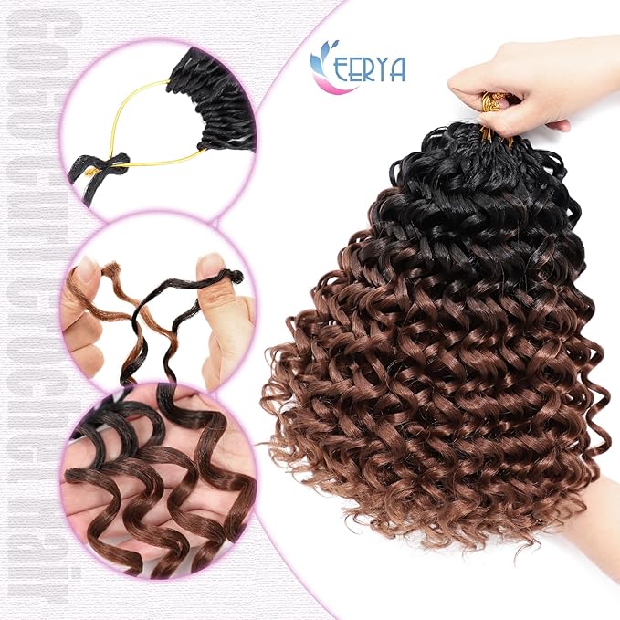 7 Packs GoGo Curl Crochet Hair 10 Inch Short Curly Crochet Hair for Women Deep Wave Beach Curl Crochet Braids Synthetic Braiding Hair Extensions(10 Inch, OT30)