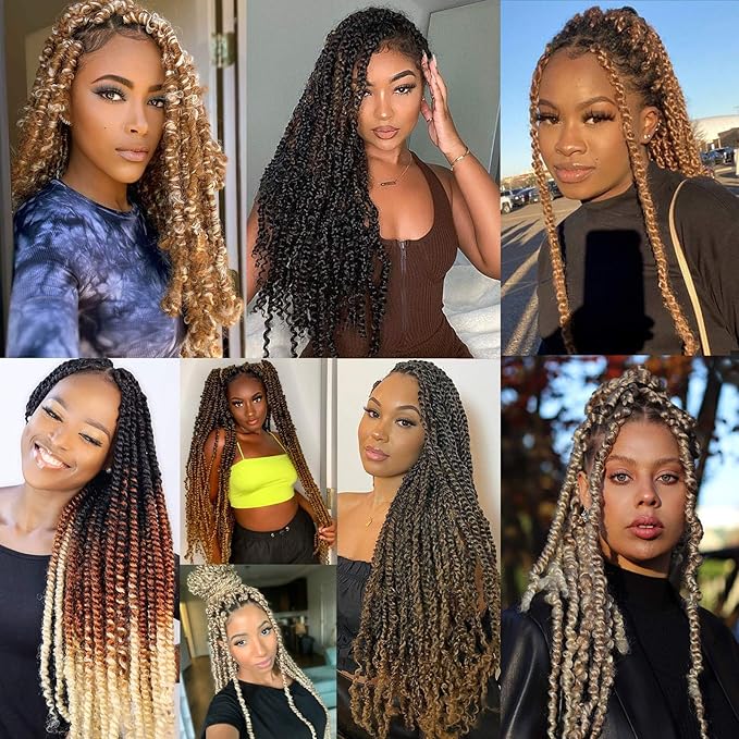 Leeven 24 Inch Long Water Wave Crochet Hair for Passion Twist 7 Packs Goddess Locs Crochet Hair Omber Copper Red Passion Twists Hair for Butterfly Locs Braids Hair for Women T350#