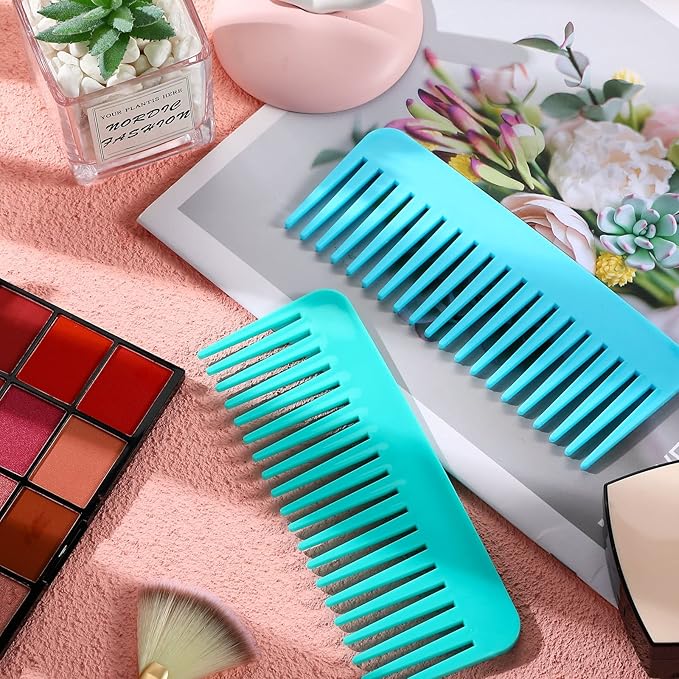 Patelai Wide Tooth Comb Large Hair Detangling Comb for Curly, Wet Dry Hair, No Handle Detangler Accessories(Blue, Mint)