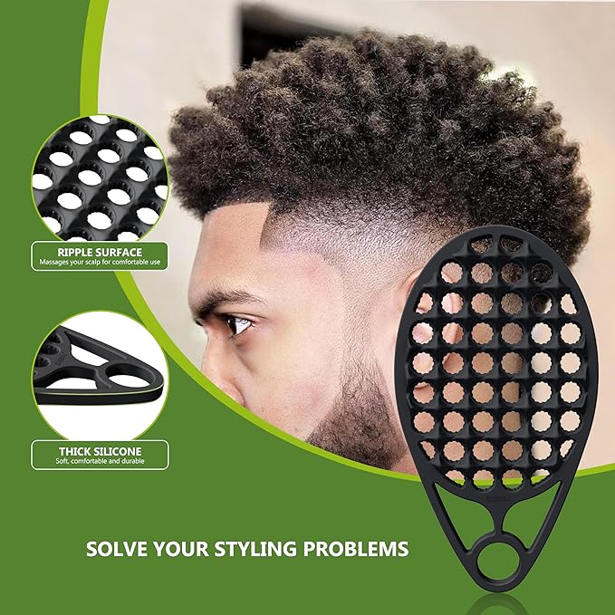 KOUPA Magic Silicone Curly Hair Brush, One Piece Twist Curl Comb for Afro Curls, Washable Hair Tool for Men Women, Black, 1 Piece