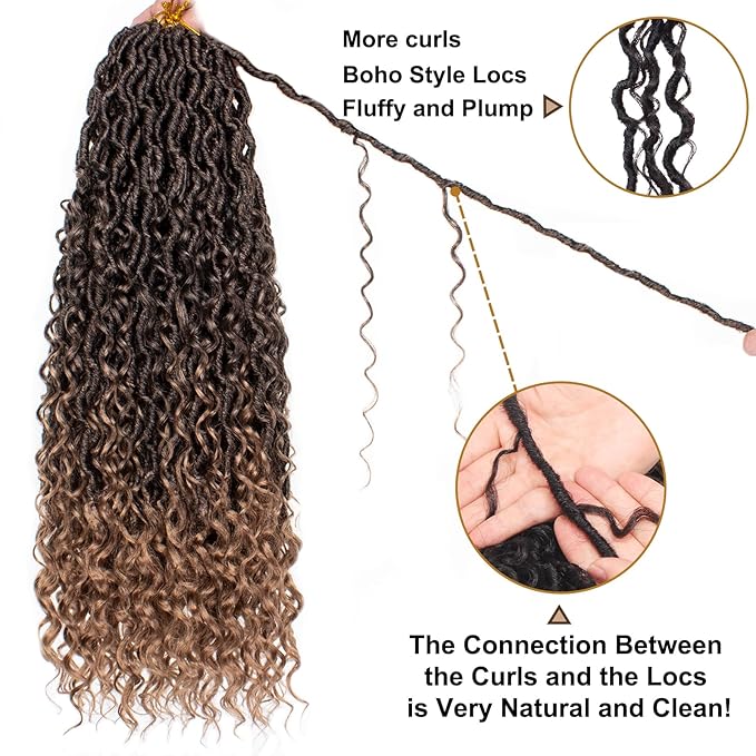 COOKOO 24 Inch Soft Goddess Locs Crochet Hair 8 PCS Ombre Blonde Boho Faux Locs Crochet Hair Pre-looped Boho Crochet Locs Crochet Hair Extentions for Black Women T27#