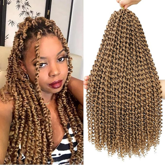 Dansama Passion Twist Hair 18 inch : Water Wave Crochet Hair Braiding Hair for Bohemian Crochet Braids Hair Extensions (18inch (Pack of 7), #27)