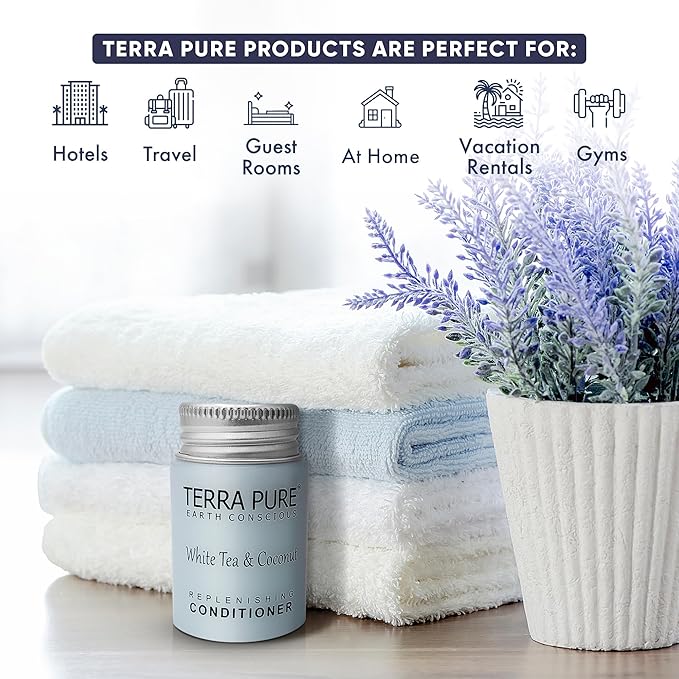 Terra Pure White Tea & Coconut Conditioner, Travel Size Hotel Amenities, 1 oz. (Case of 300)