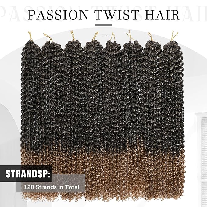 Passion Twist Hair 16 Inch 8 Packs Water Wave Crochet Hair Bohemian Braiding Hair Pre Looped Crochet Braids Hair Extensions For Black Women （T/27#）