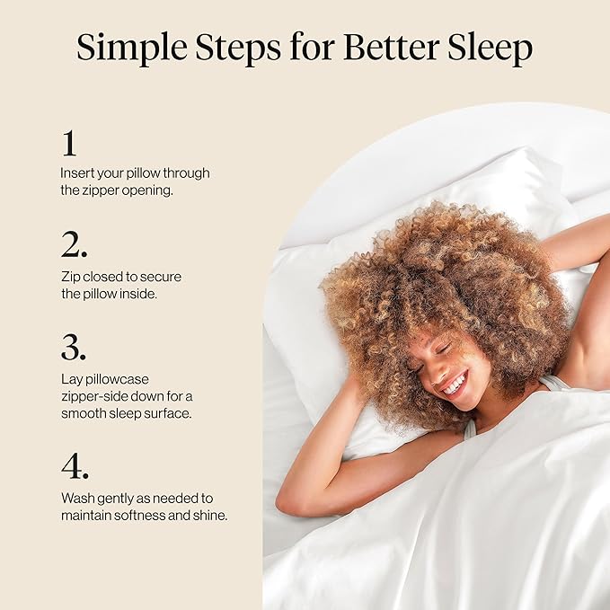 Kitsch Satin Pillowcase with Zipper for Hair & Skin, Softer Than Silk Pillow Cases Queen Size Set of 2, Wrinkle-Free, Smooth and Cooling Satin Pillow Covers, Standard Size 19"x26" - Ivory, 2pcs