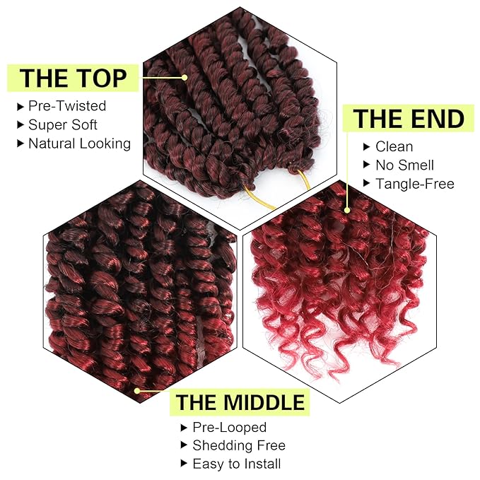 Passion Twist Crochet Hair 14Inch Passion Twist Hair for Black Women 8 Packs Pre Twisted Passion Twist Braiding Hair Extensions Tbug