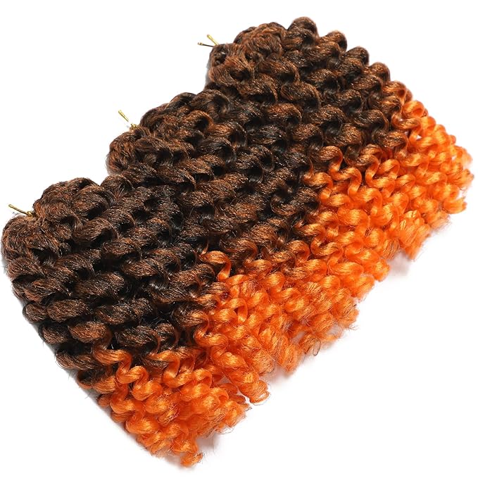 Orange 3Packs 2X Ringlet Wand Curl Jamaican Bounce Crochet Hair 8 inch Natural Crochet Hair Extensions Crochet Braiding Hair 60 Roots