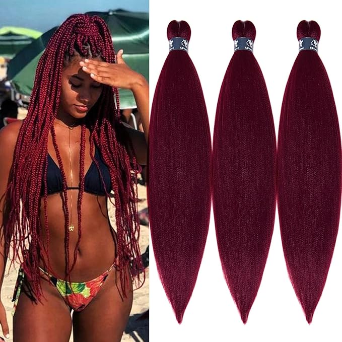 Red Braiding Hair Pre Stretched 3 Pack Colored EZ Prestretched Braiding Hair 26 in Hot Water Setting Yaki Braiding Hair Itch Free Synthetic Fiber Corchet Twist Braids Hair Extensions by UPruyo