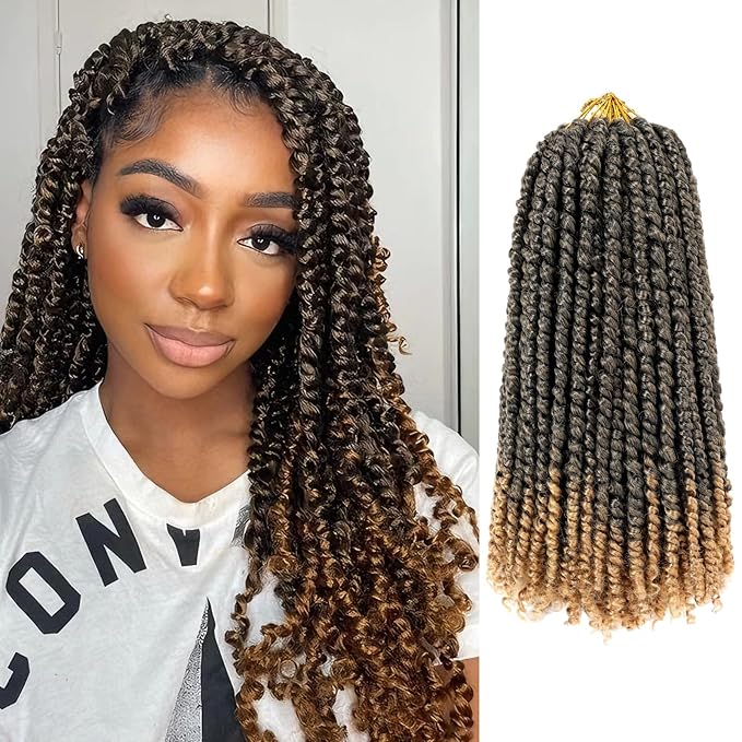 Passion Twist Hair 18 Inch 9 Packs Pretwisted Pre-Looped Crochet Braids Crochet Short Passion Twist Hair Pretwisted Hair Extension (18 Inch, T27#)