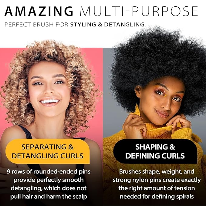 Curly Hair Brush for Women Men Curl Defining Hairbrush Small Mini Detangler Edge Combs Barber Styling Tools Travel Accessories Cruise Ship Essential 2029 Beach Vacation Must Have Gift