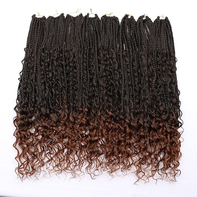 20 Inch Goddess Box Braids Crochet Hair 8 Packs Crochet Box Braids With Curly Ends Boho Box Braids Crochet Braids for Black Women Synthetic Braiding Hair Extension T30