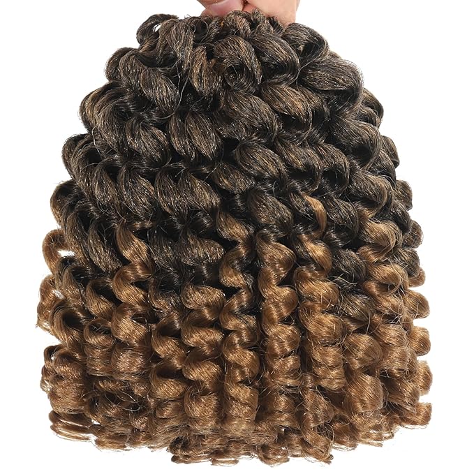 3 Packs 2X Ringlet Wand Curl Jamaican Bounce Crochet Hair 8 inch Afro Curly Crochet Hair Extensions Crochet Braiding Hair 60 Strands