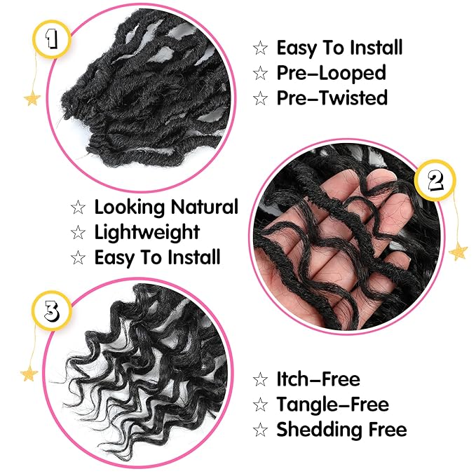 Fulcrum Goddess Locs Crochet Hair 22 Inch, 8 Packs New Faux Locs Crochet Hair for Black Women, Crochet locs with Curly Ends (22Inch (Pack of 8), 1B#)