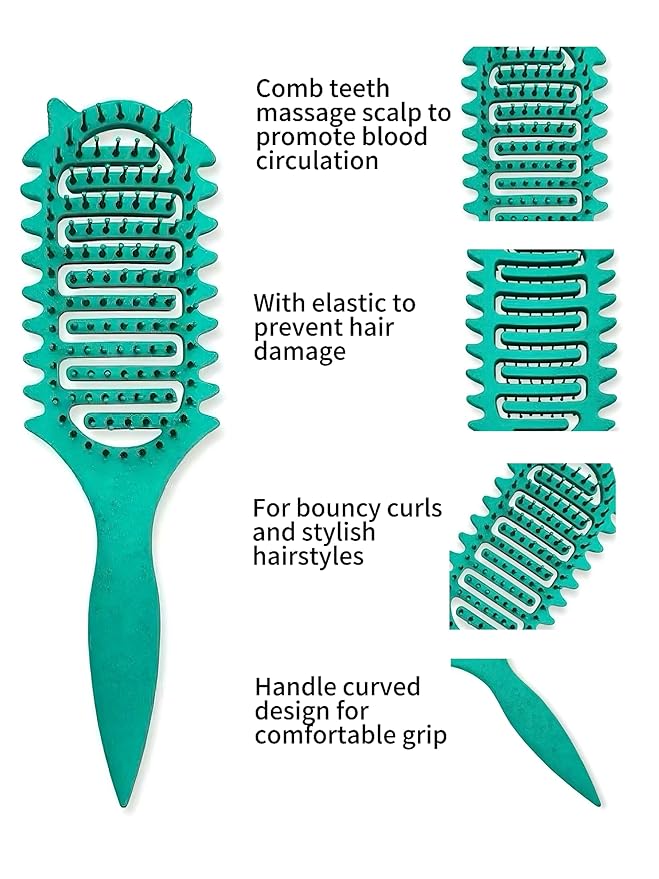 Curl Defining Brush,2025 Vented Hair Brush for Detangling Styling,Curl Brush For Curly Hair Wet,Shaping And Defining Curls For Women And Men (Green)