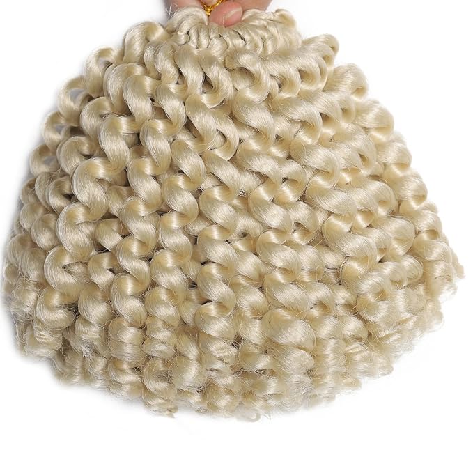 3 Packs Jamaican Bounce Crochet Hair 2X Ringlet Wand Curl 8 inch Blonde Synthetic Crochet Braids Extensions Crochet Braiding Hair 20 Roots (#613)